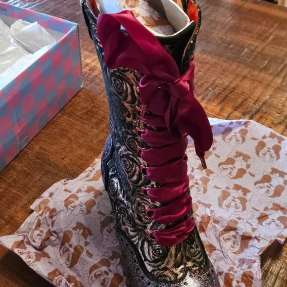Irregular Choice Chimney Smoke Boots rose pink size 38 - Picture 2 of 6